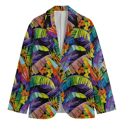 Colorful Leaves Tropical Pattern Print Men's Blazer