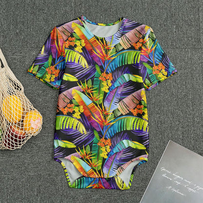 Colorful Leaves Tropical Pattern Print Men's Bodysuit