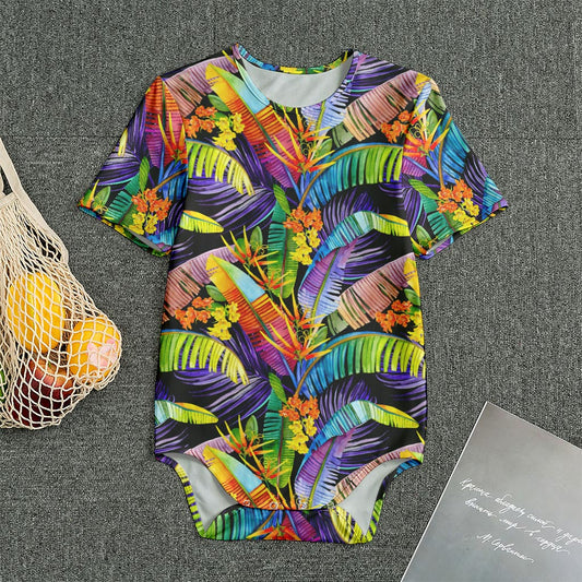 Colorful Leaves Tropical Pattern Print Men's Bodysuit