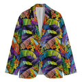 Colorful Leaves Tropical Pattern Print Men's Cotton Blazer