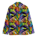 Colorful Leaves Tropical Pattern Print Men's Cotton Blazer