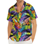 Colorful Leaves Tropical Pattern Print Men's Deep V-Neck Shirt