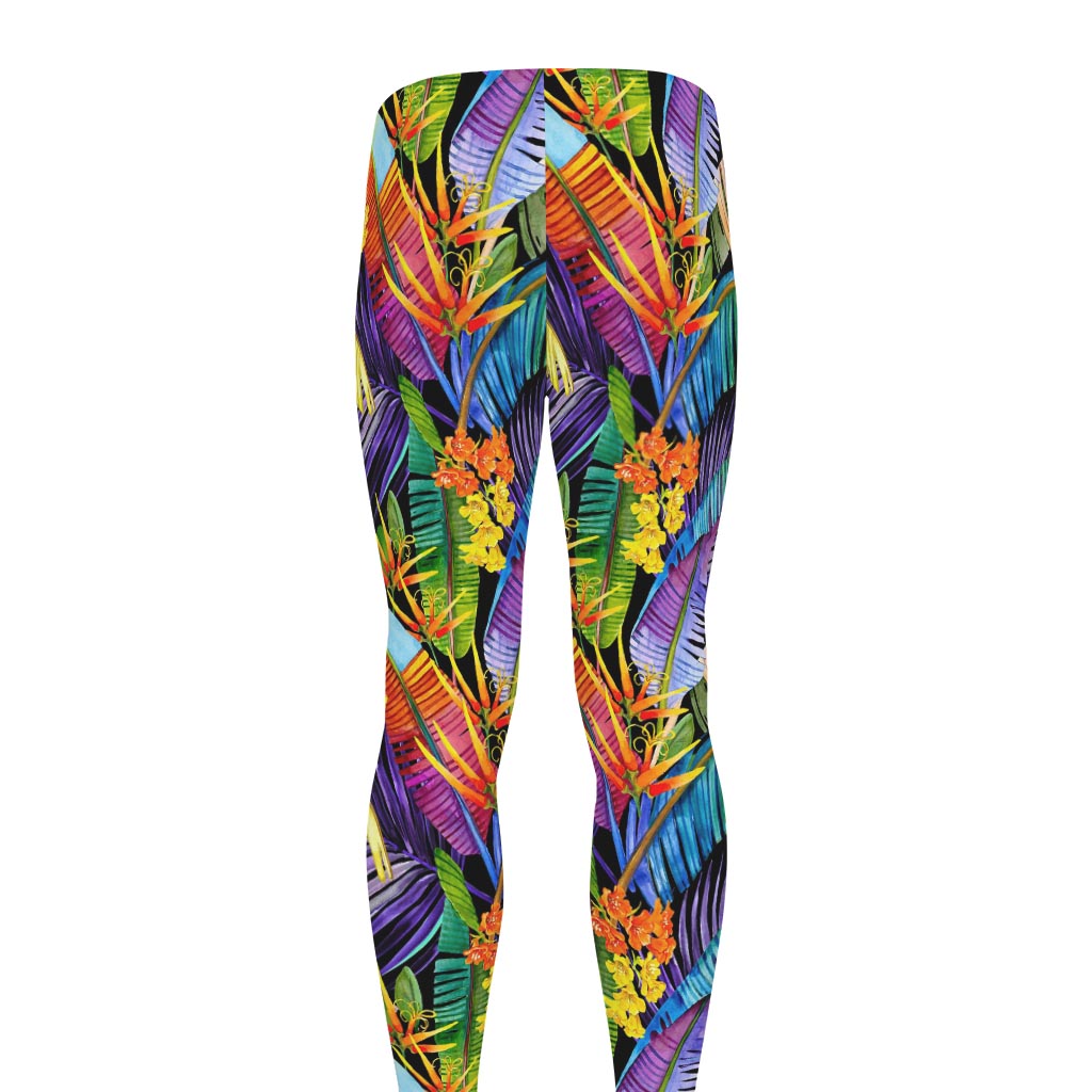Colorful Leaves Tropical Pattern Print Men's leggings