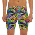 Colorful Leaves Tropical Pattern Print Men's Long Boxer Briefs