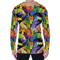 Colorful Leaves Tropical Pattern Print Men's Long Sleeve T-Shirt
