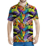 Colorful Leaves Tropical Pattern Print Men's Polo Shirt