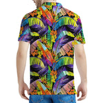 Colorful Leaves Tropical Pattern Print Men's Polo Shirt