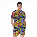 Colorful Leaves Tropical Pattern Print Men's Rompers