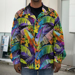 Colorful Leaves Tropical Pattern Print Men's Shirt Jacket