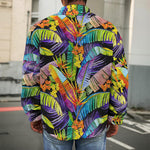 Colorful Leaves Tropical Pattern Print Men's Shirt Jacket