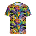 Colorful Leaves Tropical Pattern Print Men's Athletic T-Shirt