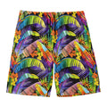 Colorful Leaves Tropical Pattern Print Men's Swim Trunks