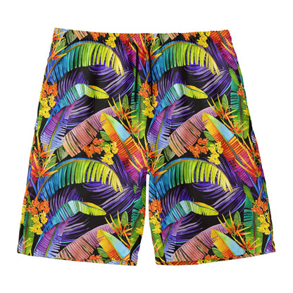 Colorful Leaves Tropical Pattern Print Men's Swim Trunks