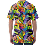 Colorful Leaves Tropical Pattern Print Men's Velvet T-Shirt