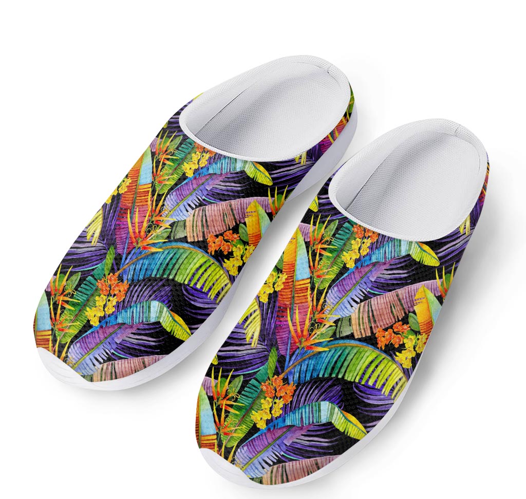 Colorful Leaves Tropical Pattern Print Mesh Casual Shoes