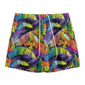 Colorful Leaves Tropical Pattern Print Mesh Shorts