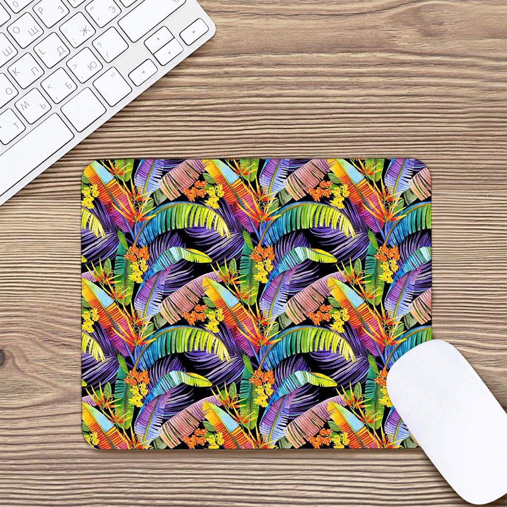 Colorful Leaves Tropical Pattern Print Mouse Pad
