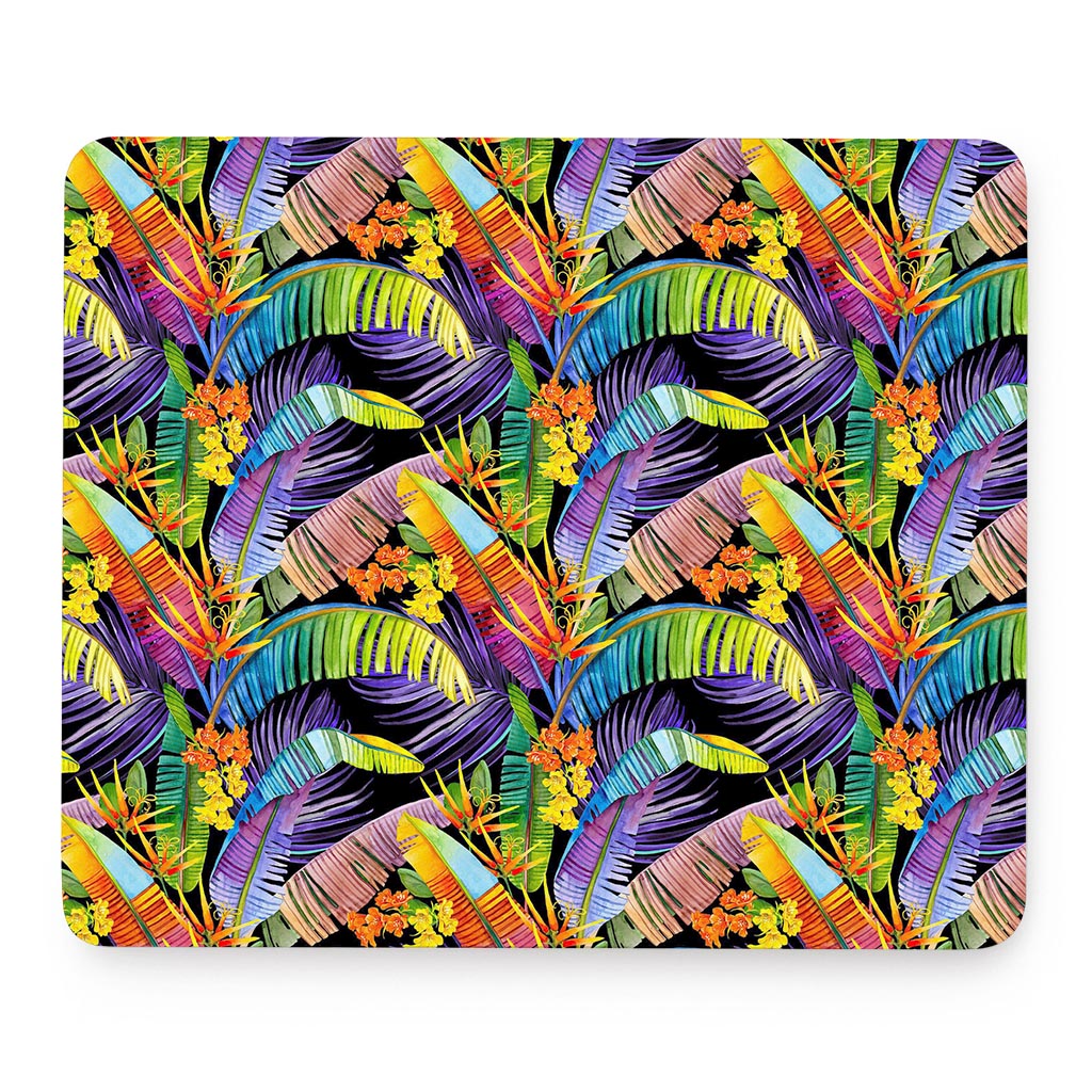 Colorful Leaves Tropical Pattern Print Mouse Pad