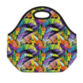 Colorful Leaves Tropical Pattern Print Neoprene Lunch Bag