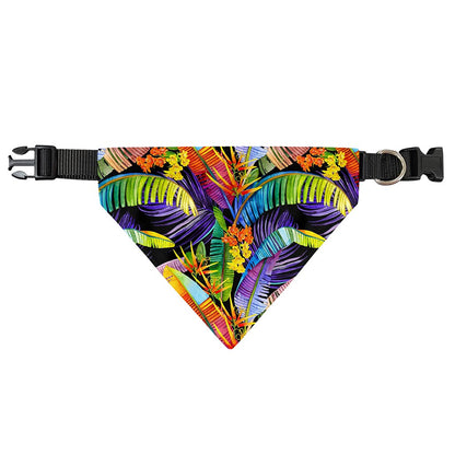 Colorful Leaves Tropical Pattern Print Over The Collar Dog Bandana