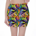 Colorful Leaves Tropical Pattern Print Pencil Mini Skirt