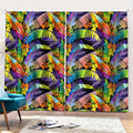Colorful Leaves Tropical Pattern Print Pencil Pleat Curtains
