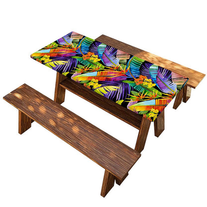 Colorful Leaves Tropical Pattern Print Picnic Table Cover