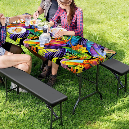 Colorful Leaves Tropical Pattern Print Picnic Table Cover