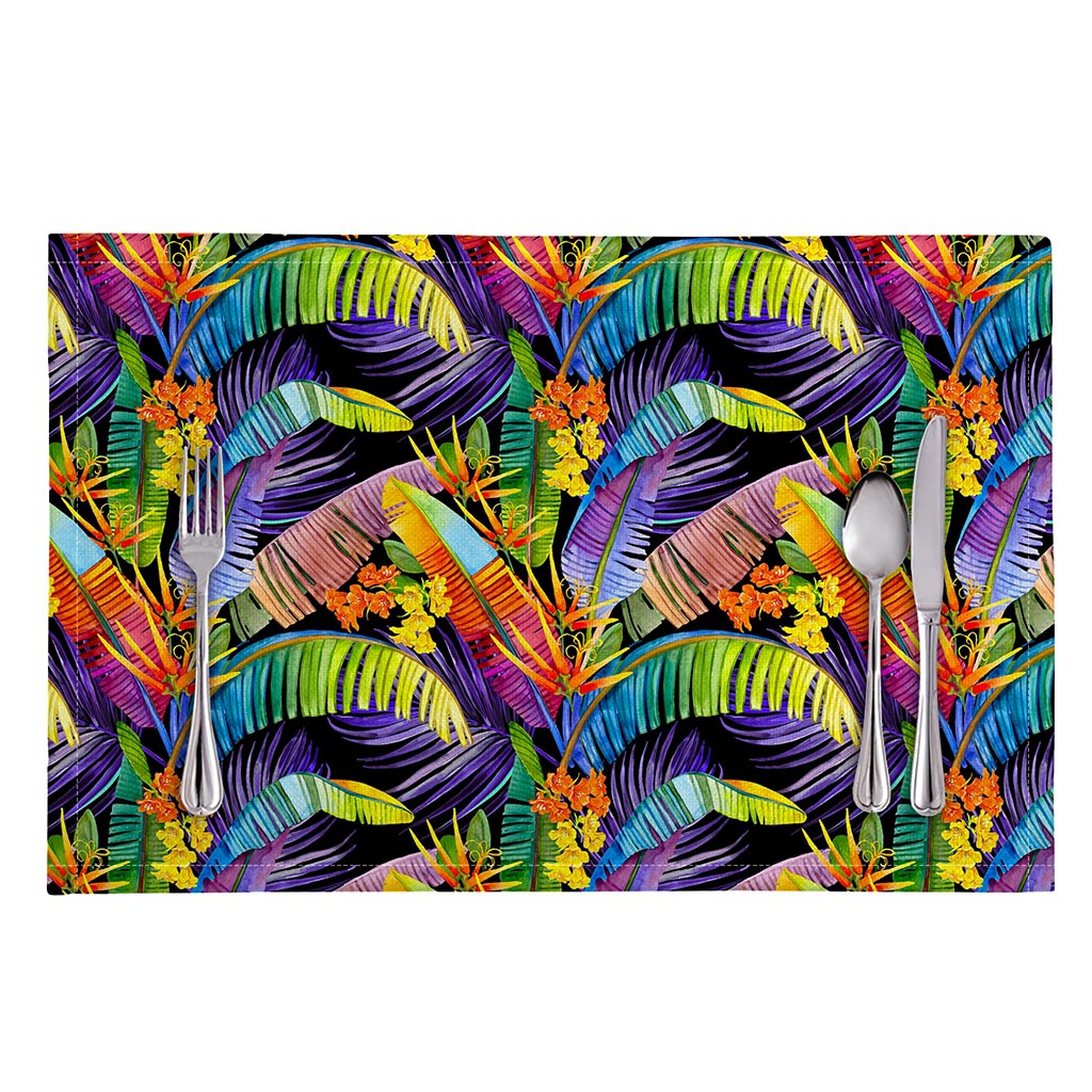 Colorful Leaves Tropical Pattern Print Placemat