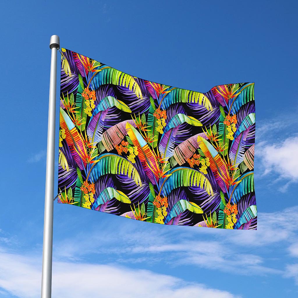 Colorful Leaves Tropical Pattern Print Polyester Flag