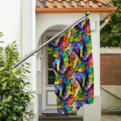 Colorful Leaves Tropical Pattern Print Polyester Flag