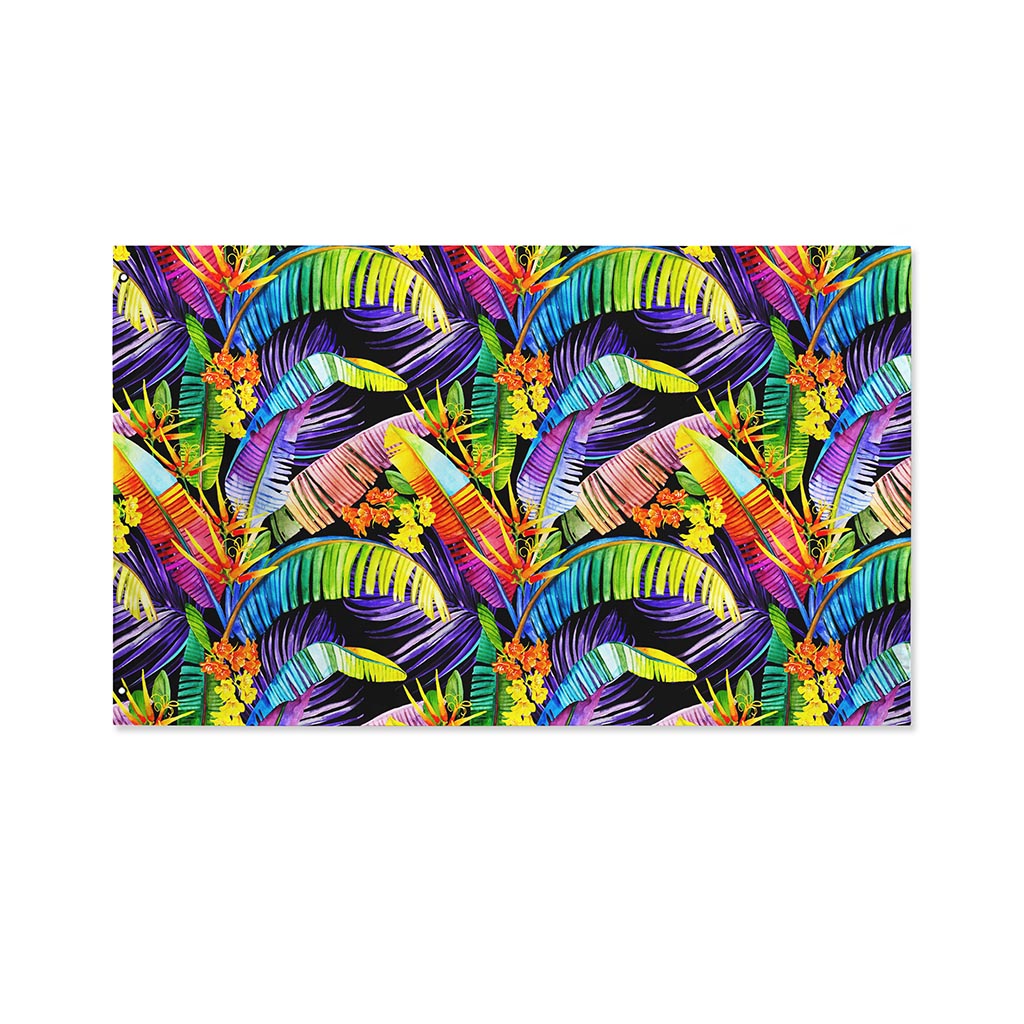 Colorful Leaves Tropical Pattern Print Polyester Flag