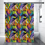 Colorful Leaves Tropical Pattern Print Premium Shower Curtain