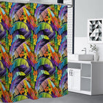 Colorful Leaves Tropical Pattern Print Premium Shower Curtain