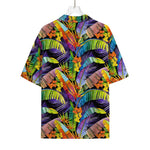 Colorful Leaves Tropical Pattern Print Rayon Hawaiian Shirt