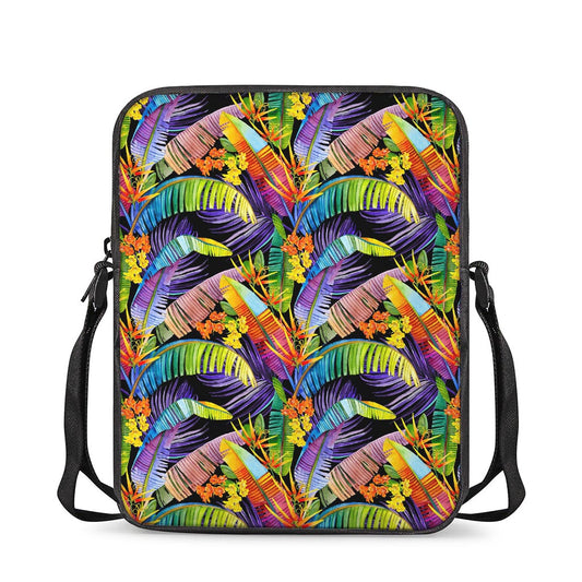 Colorful Leaves Tropical Pattern Print Rectangular Crossbody Bag