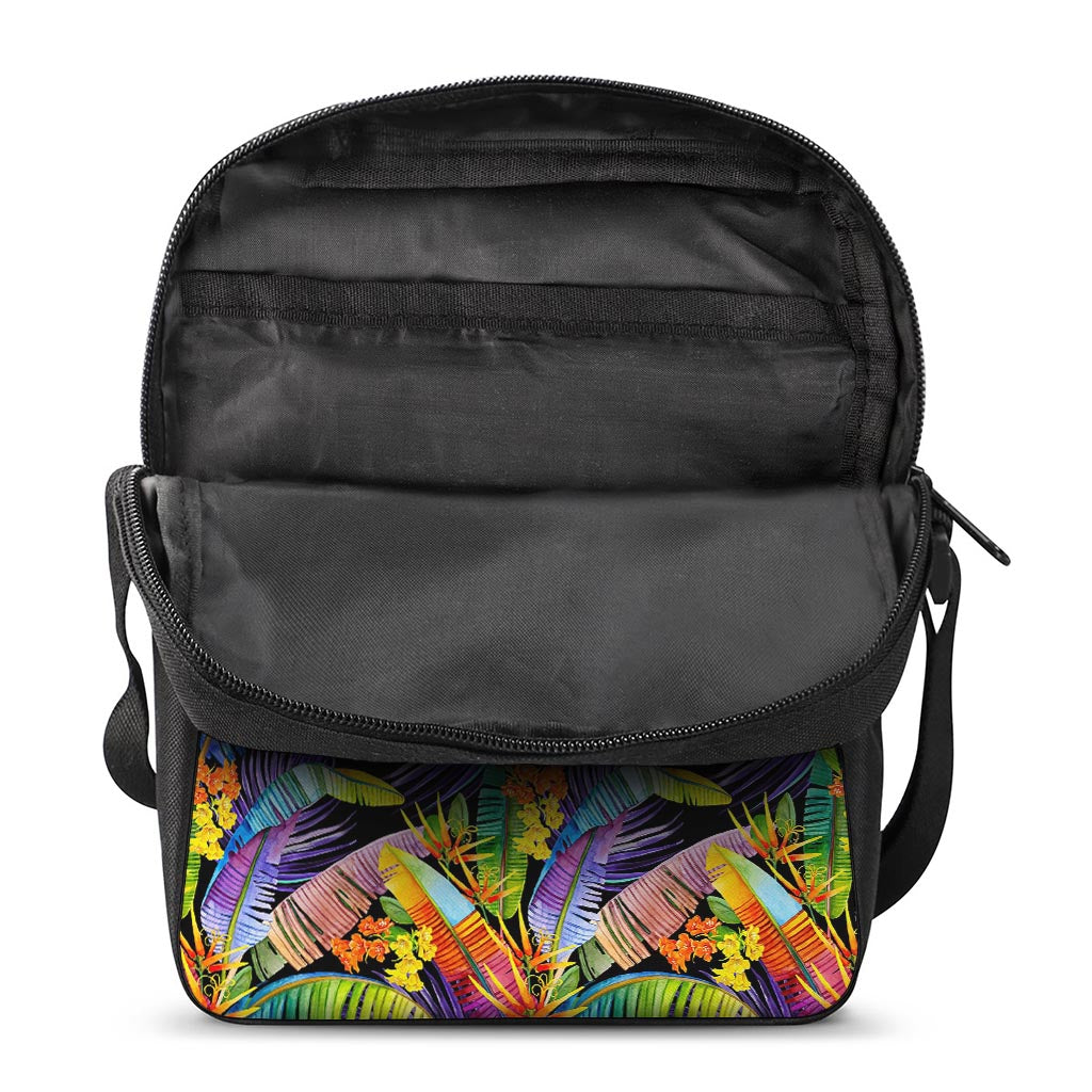 Colorful Leaves Tropical Pattern Print Rectangular Crossbody Bag