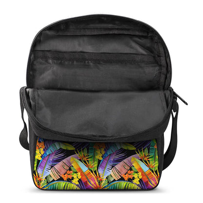 Colorful Leaves Tropical Pattern Print Rectangular Crossbody Bag
