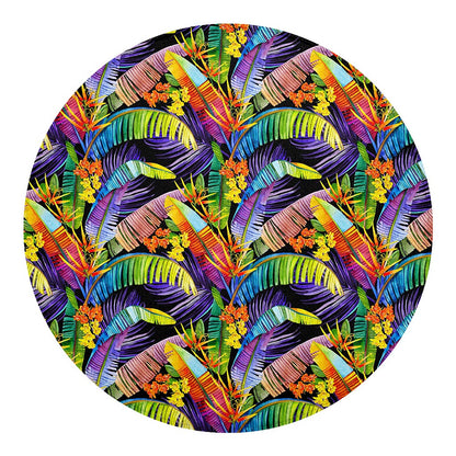 Colorful Leaves Tropical Pattern Print Round Blanket