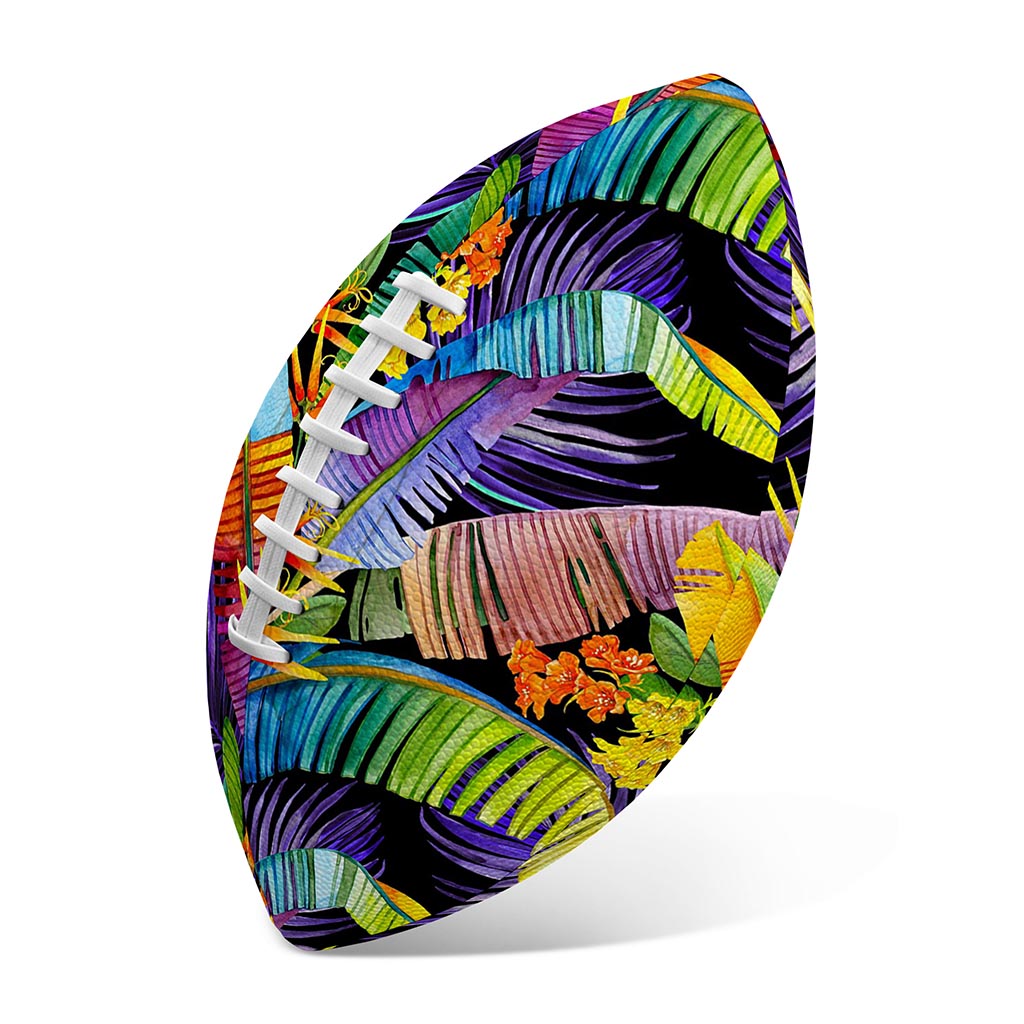 Colorful Leaves Tropical Pattern Print Rugby Ball