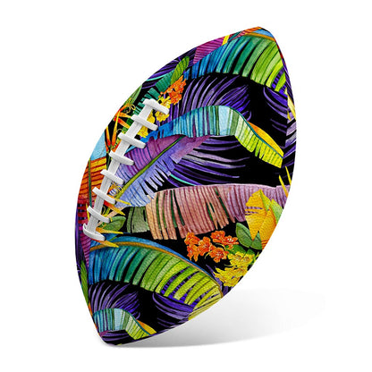 Colorful Leaves Tropical Pattern Print Rugby Ball