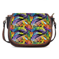 Colorful Leaves Tropical Pattern Print Saddle Bag