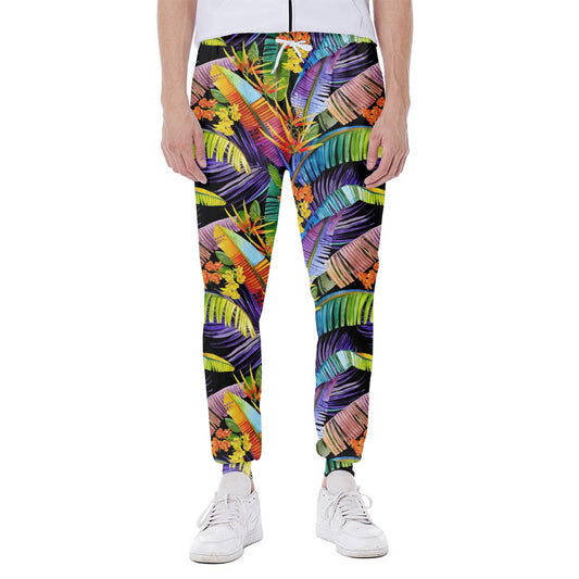 Colorful Leaves Tropical Pattern Print Scuba Joggers