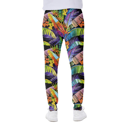 Colorful Leaves Tropical Pattern Print Scuba Joggers