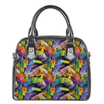 Colorful Leaves Tropical Pattern Print Shoulder Handbag