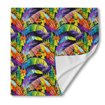 Colorful Leaves Tropical Pattern Print Silk Bandana