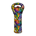 Colorful Leaves Tropical Pattern Print Single Neoprene Wine Tote