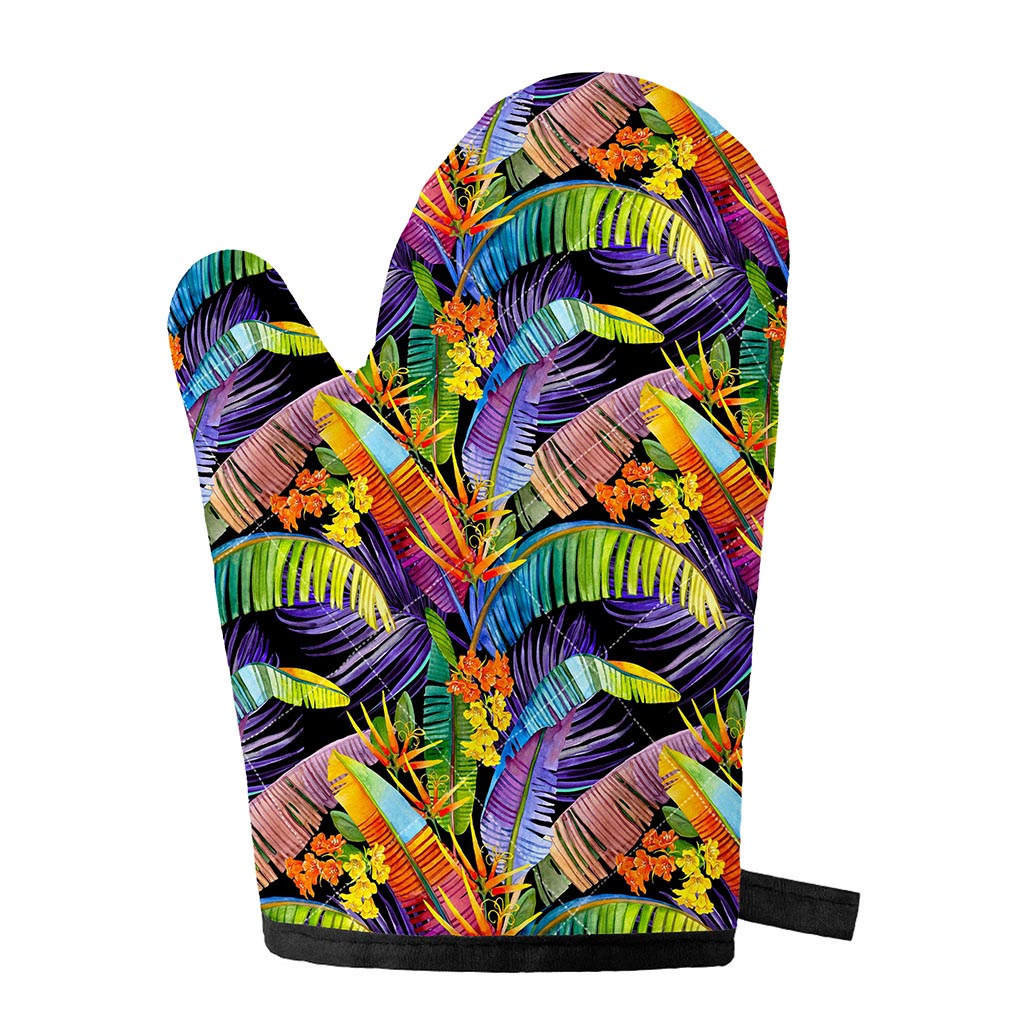 Colorful Leaves Tropical Pattern Print Single Oven Mitt