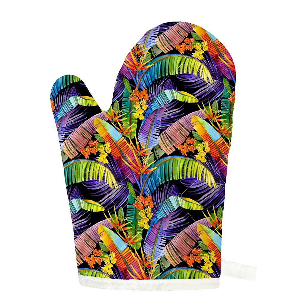 Colorful Leaves Tropical Pattern Print Single Oven Mitt