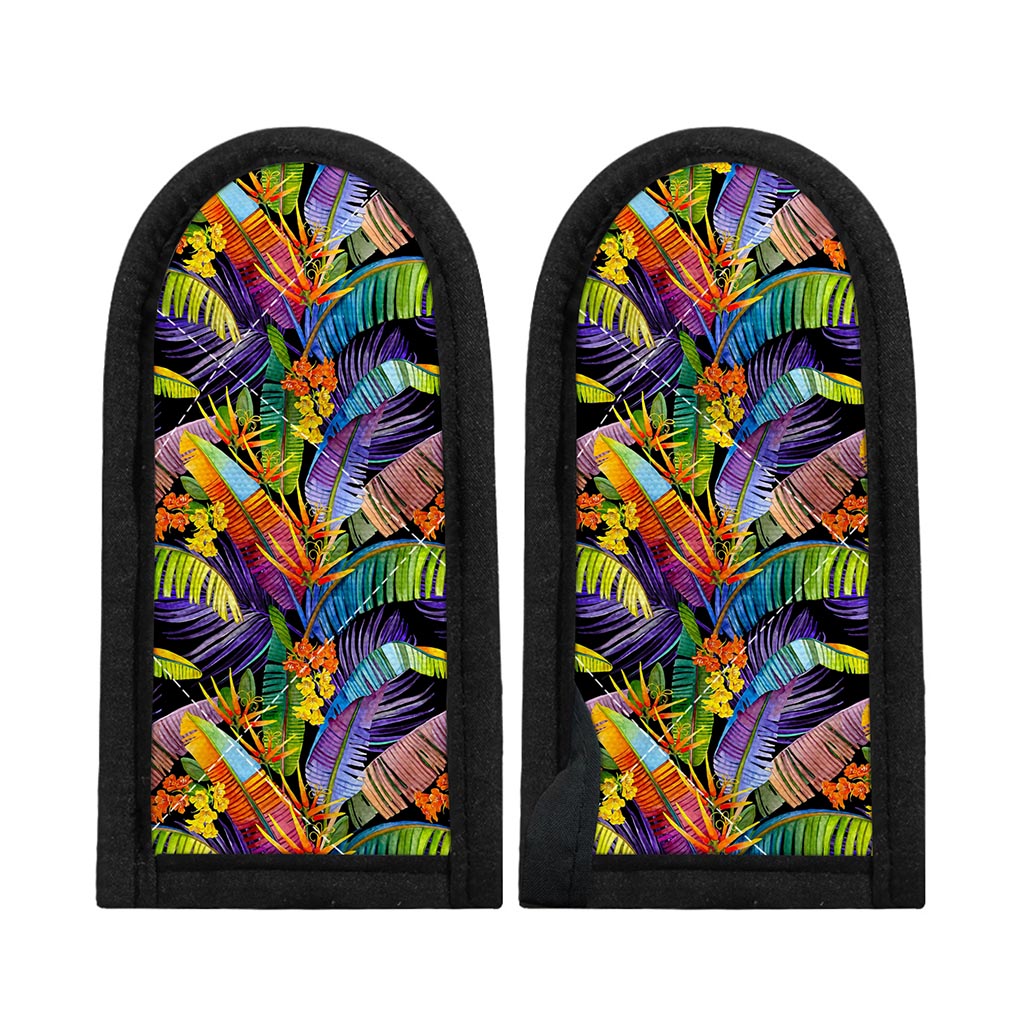 Colorful Leaves Tropical Pattern Print Skillet Handle Cover